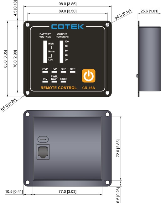 Cotek remote control for SP inverters with 25' com