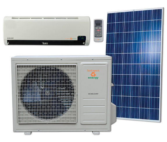 Off grid solar air conditioner / heat pump, split 