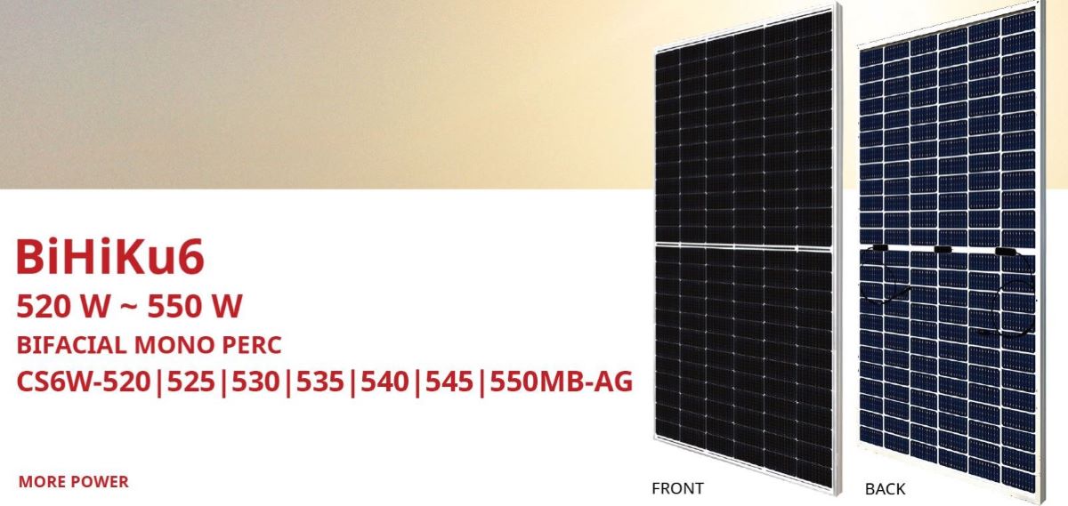 535W Biface Canadian Solar BiHiKu6, mono perc M/6W