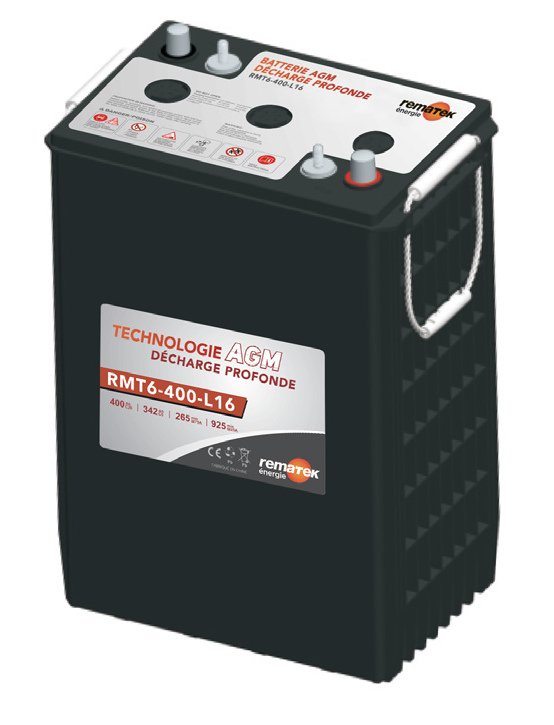 Rematek Energie battery, AGM, 6V, 400Ah 20h. (Qty: